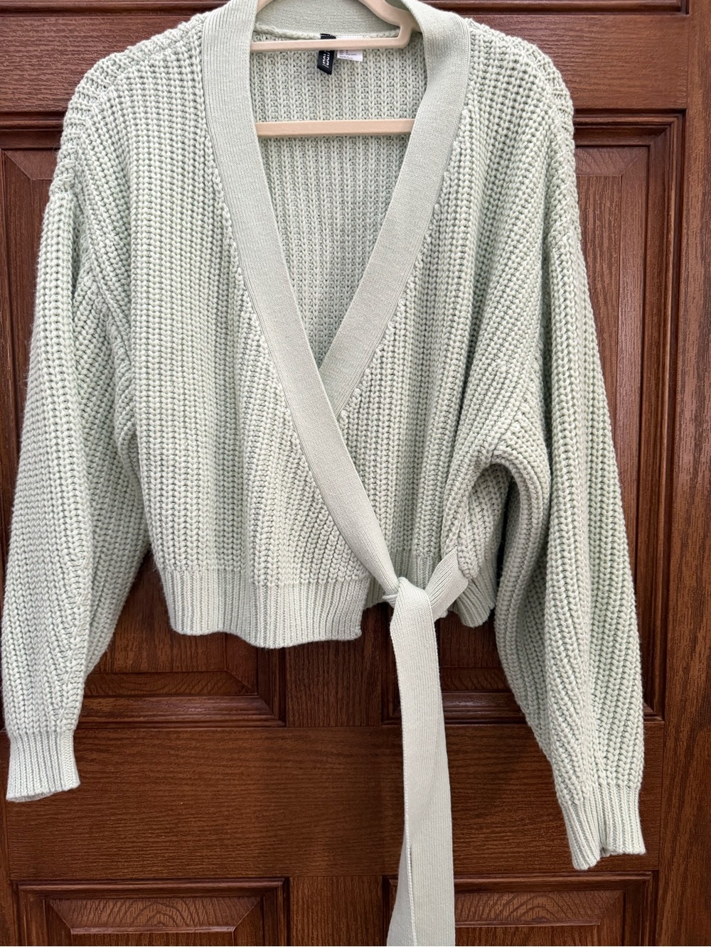 H&M Sage Green Wrap Cardigan with Tie Belt